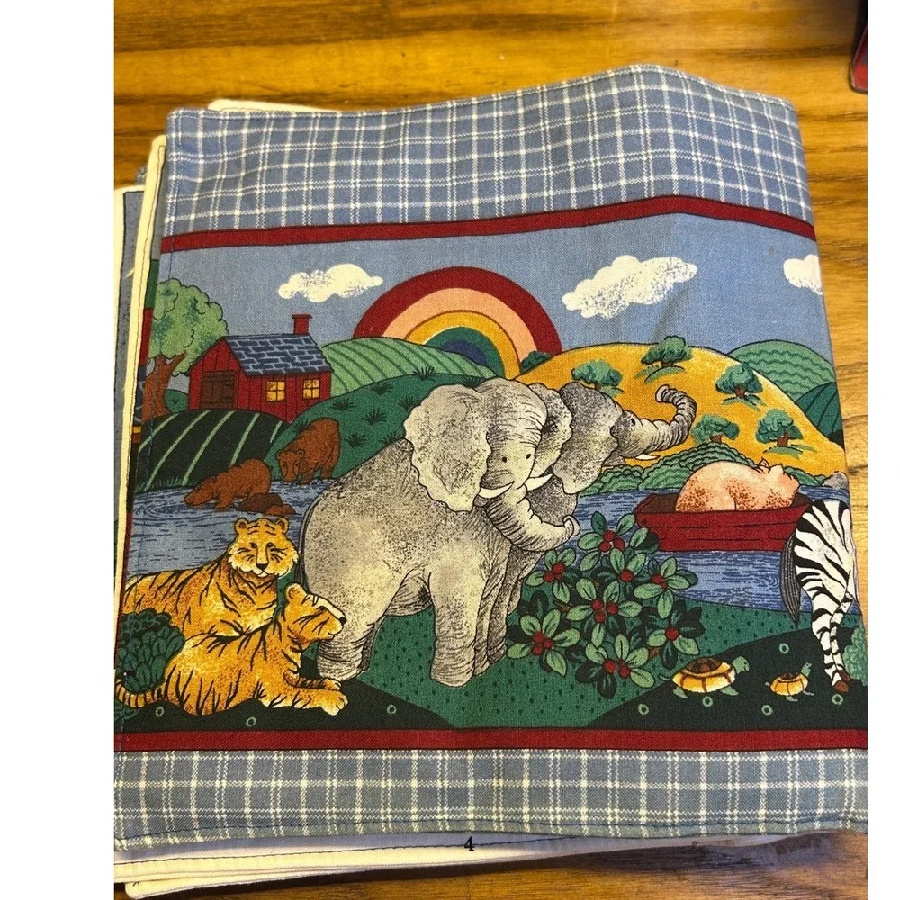 Vintage Noah's Ark Cloth Book Kids quilted bible Storybook‎